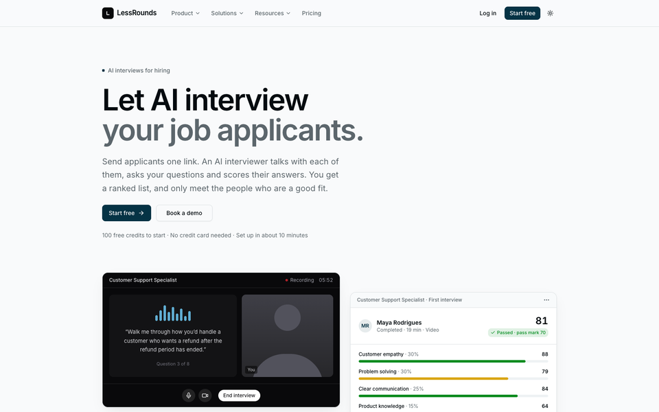 LessRounds AI interviews