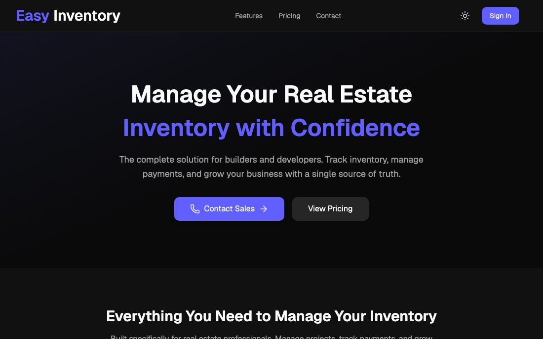 Easy Inventory real estate management platform